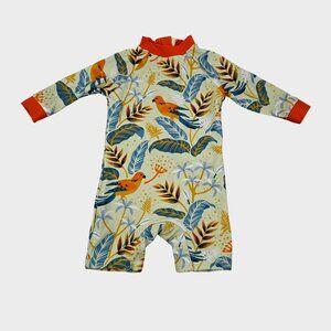 Upandfast UF50 Baby 9/12 M  One-piece Swimsuit Long Sleeves Tropical Print 2338